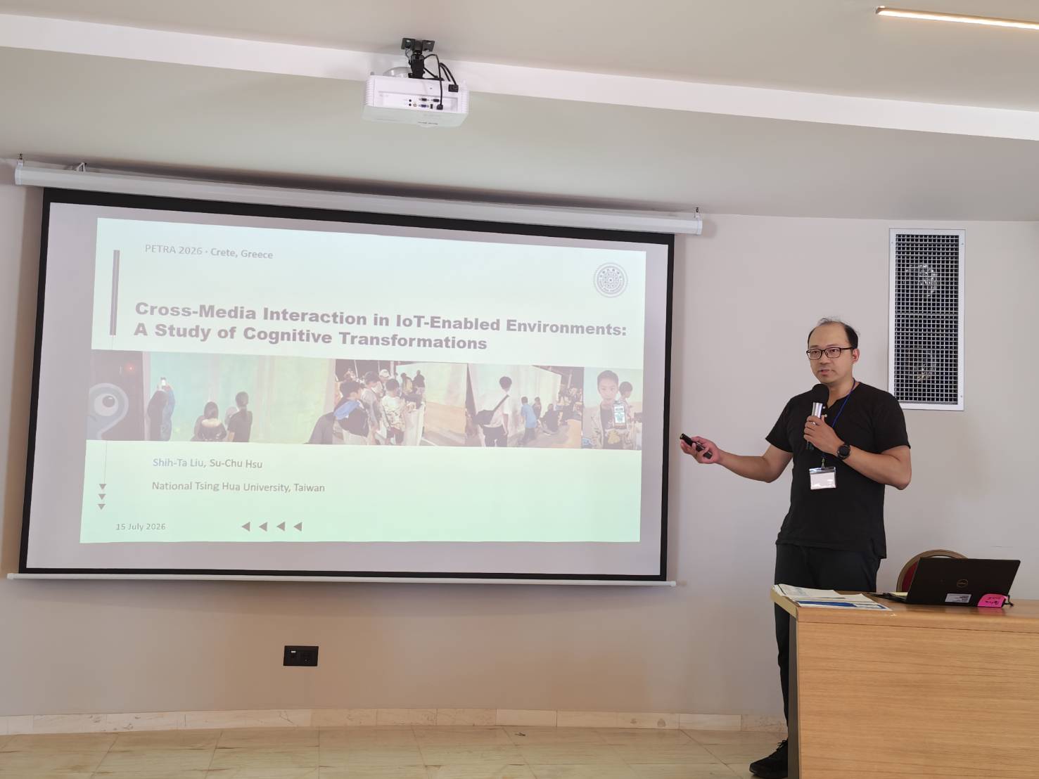 Shih-Ta Liu presenting cross-media interaction research